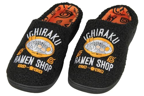 Naruto Shippuden Anime Men's Ichiraku Ramen Shop Adult Embroidered Fleece Lined House Slippers for Men & Women