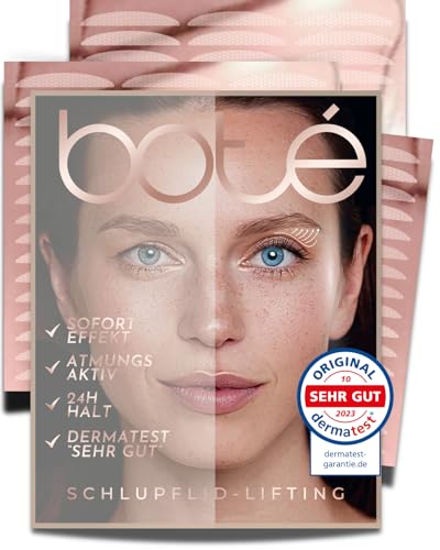 BOTÉ 144 Schlupflider Stripes unsichtbar & atmungsaktiv (M) - Lidstraffung Strips für strahlende Augen - Eyelid Stickers gegen Schlupflider - Schlupflid Stripes - Dermatest sehr gut - NEUE GRÖSSEN