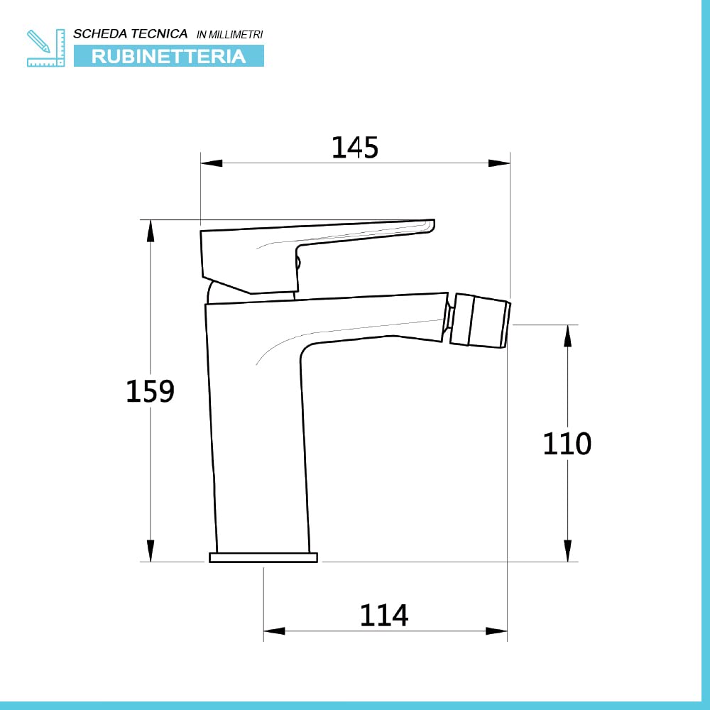 Set miscelatori rubinetteria bagno lavabo bidet e vasca da bagno con doccetta, completo di accessori, in ottone cromato, Erika (Set lavabo bidet vasca con doccetta)