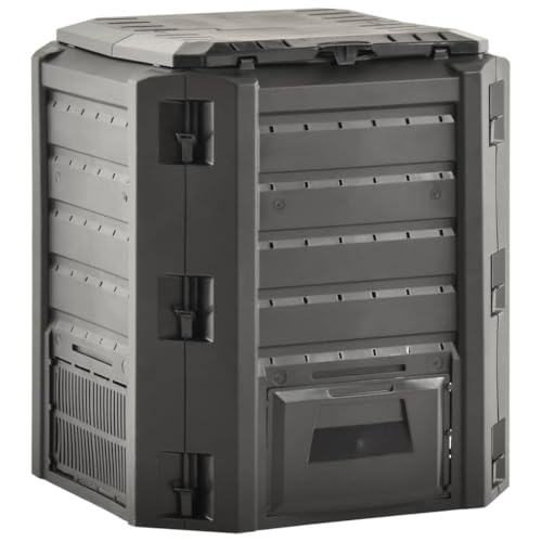 Composteur de Jardin, Bac à Compost Composteur Thermique Compostage Rapide pour Déchets Noir 380 L