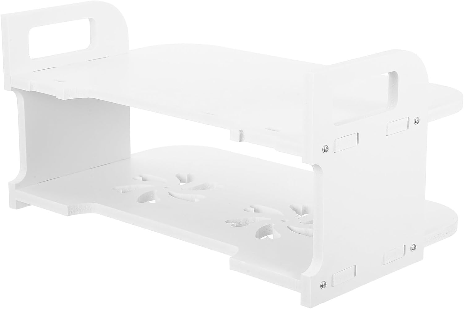 DECHOUS Wall Mounted Router Rack with Two-Tier Hollowout Storage, Plastic Material and Projector Shelf Organizer Space-Saving Design, Supports Multiple Devices, for Living Room and Home