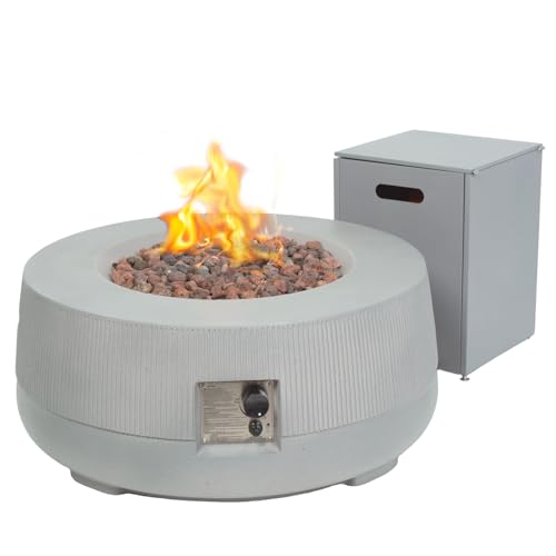 YATEMATE 36'' Outdoor Propane Firepit Table Set, Round Gas Fire