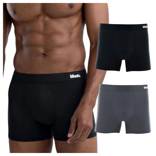 MASH Kit 2 Cuecas Boxer Toque Gelado Microfibra Poliamida Esportiva Dry Fit Minimalista, 1 Cinza Chumbo - 1 Preto, G
