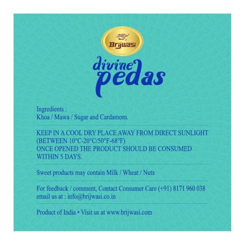 Image of Brijwasi Divine Pedas | Mathura Famous Milk Peda | Traditional Indian Sweet | Made with Pure Desi Ghee | Soft & Rich Milk Mithai | No Preservatives | Fresh & Hygienically Packed | 400g