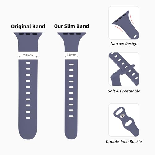 Image of Thin Silicone Band Compatible with Apple Watch 41mm 38mm 40mm 46mm 45mm 42mm 44mm, Slim Narrow Replacement Sport Strap Wristband for iWatch Series 11 10 9 8 7 6 5 4 SE Ultra 3 2 1 Women Men