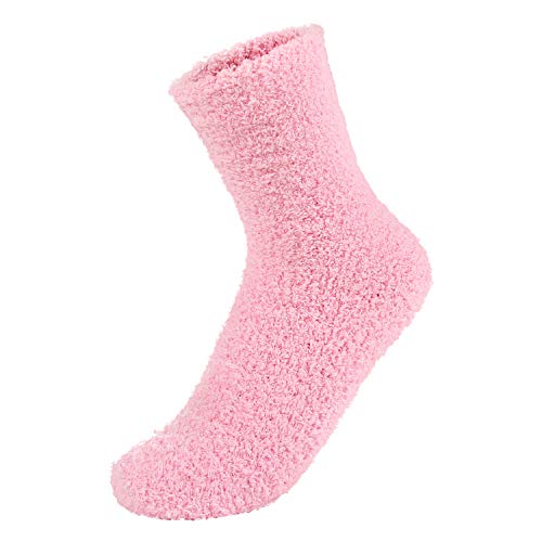 Zando MNFUAFS2519S015P Women'S Winter Fuzzy Warm Crew Sock Microfiber Cozy Sleeping Plush Socks Thick Fluffy Slipper Sock Casual Super Soft Home Sock 5 Pairs Rainbow Solid One Size thumb #4