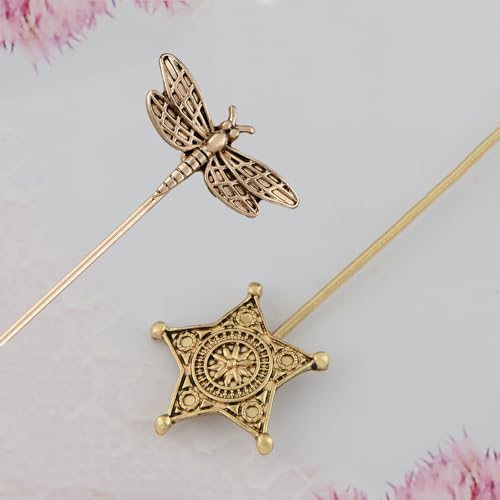 Image of Alilang 2Pcs Classic Hat Pins for Women and Lapel Brooch Set Vintage Style Decorative Stick Pins for Hats Suits Scarves Fitted Hats to Keep Hat in Place