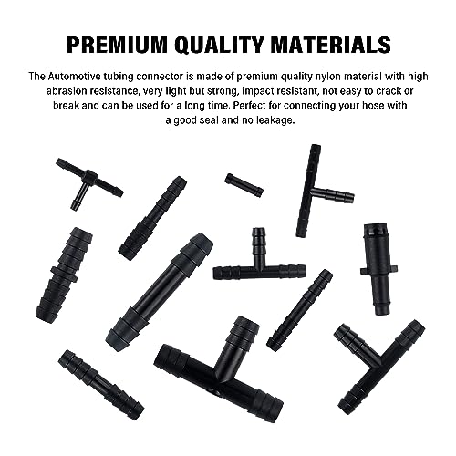 Image of 115PCS Car Vacuum Hose Connector Assortment,12 Sizes Vacuum Tube Vacuum Line Kit with Tee /Straight /Reducer Connector,Heat Resistant 240℃ (460℉) Car Spare Parts for Car Truck SUV (115PCS Connector)