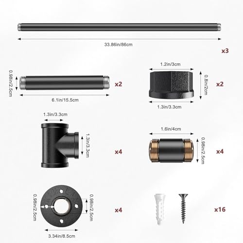 Sunowl Handlauf Treppe, Handläufe für Treppen 3M, Treppengeländer Innen und Außen, Verzinkter Handlauf Schwarz für Behinderte Kinder Altere, Wandhandlauf für Küche BadGarten Treppen