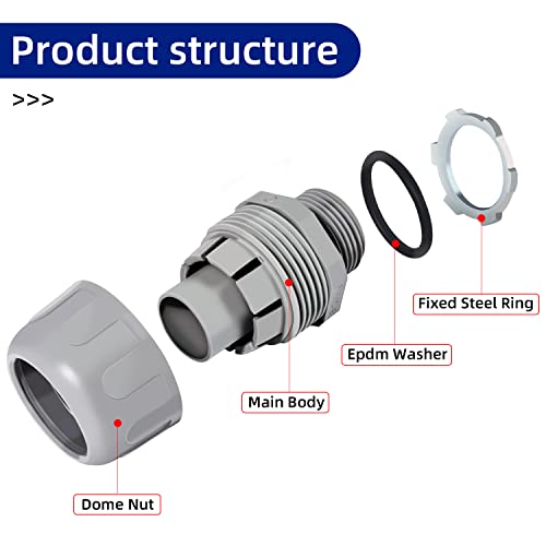 Yxx-Tech 1/2 Npt Nonmetallic Liquid-Tight 180-Degree Electrical Conduit Connector Fitting,，Ul Listed, (6 Pack) (1/2-180D) #TOP3