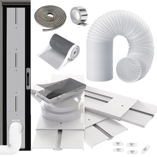 Gulrear 95' Sliding Door AC Vent Kit with Φ 5.9'AC Hose Filter Screen & Weather Stripping Universal 5.0/5.9 Inch Coupler for Window/Sliding Glass Door Portable AC Energy Saving Airtight Seal Pancel