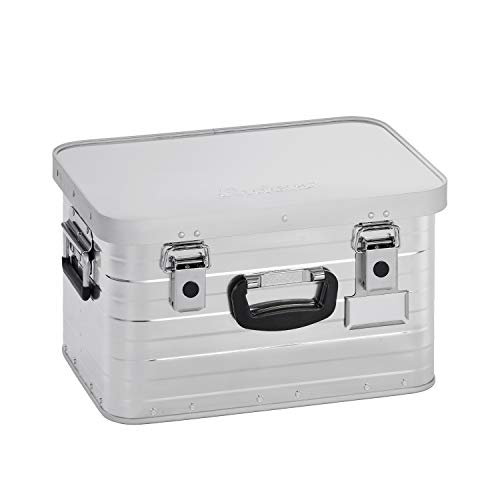 Enders Alubox 29 L mit Schloss Set - Aluminium Box 0,8 mm Wandstärke, spritzwasserdicht, stapelbar - Alukiste, Metallkiste, Metallbox mit Deckel - verwendbar als Transportbox, Werkzeugkiste, Lagerbox