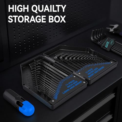 Image of DISEN 30 PCS Upgraded Magnetic Hex Key Allen Wrench Set, Metric (0.7-10 mm) and SAE(0.028-3 /8 inch) Allen Wrenches L Shape Hex Keys with Torque Handle, Chrome Vanadium Steel