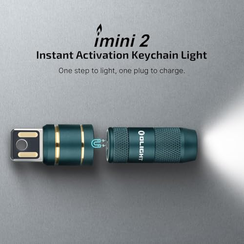 Image of OLIGHT 2 Pack IMINI 2 EDC Rechargeable Keychain Flashlight, 50 Lumens Compact and Portable Mini LED Keyring Lights with Built-in Battery Ideal for Everyday Carry and Emergencies(Black+Dream Blue)