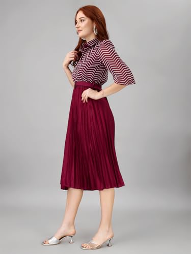 Image of Femvy Women's Crepe Fit and Flare Knee-Length Dress