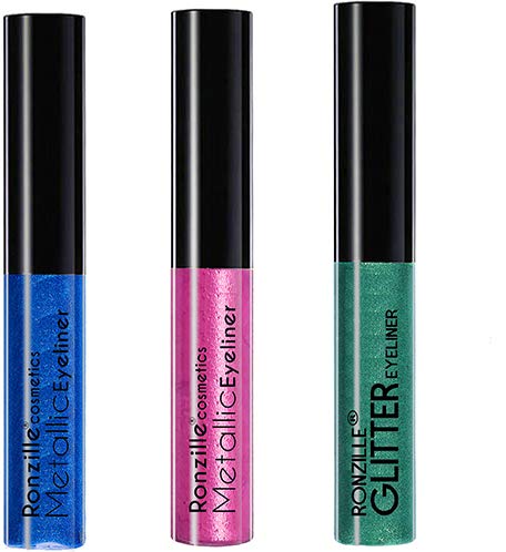 Ronzille Glitter Liquid Eyeliner Blue Green Pink (Pack of 3)