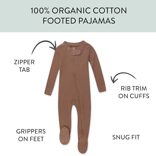 HonestBaby unisex-baby Classics Non-slip Footed Pajamas One-piece Sleeper Zip-front Pjs 100% Organic Cotton2