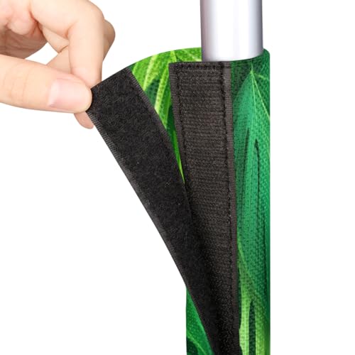 Image of Pardick Summer Palm Leaf Green Refrigerator Door Handle Covers Set of 2 Summer Palm Leaf Green Washable Fridge Dishwasher Mocrowave Oven Door Decor Protector Handle Cover Kitchen Appliance Decorative