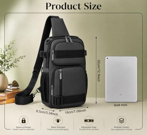 Image of Sling Bag for Men & Women- Crossbody Sling Bag for Travel, Cycling & Hiking | Waterproof Shoulder Bag with Compartment and Zipper Pockets