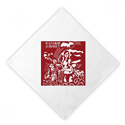 Servilletas Día del Maestro Papel Reutilizable Blanca 2pcs 2
