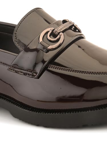 Image of STANPHORD Mens Loafers Textured Formal Slipon Loafers with Metal Accent for Party & Formal Occasion