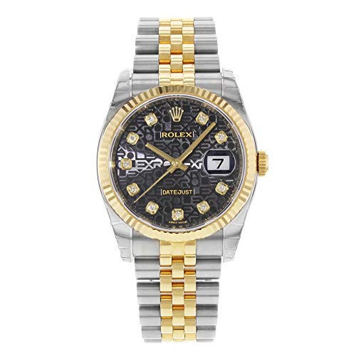 Rolex Oyster Perpetual Datejust 36 Black Set with Diamonds Dial Stainless Steel and 18K Yellow Gold Jubilee Bracelet