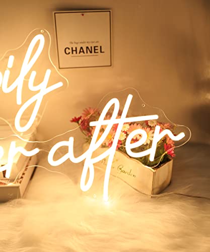 Image of Happily Ever After Neon Sign Large, 38.4 Inch Neon Light Sign Art Decorative with Dimmer for Engagement,Birthday,Wedding,gift for girl,Home Wall Decor,Living room Decor