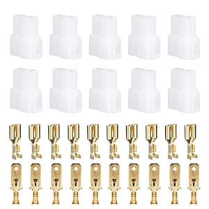 Ejoyous Connectoren platte stekkerset, T-Type 2-pins Automotive elektrische kabelverbinders platte steekhulzen, aansluiting assortiment kit, voor Car FT-7800R 8800R 8900R