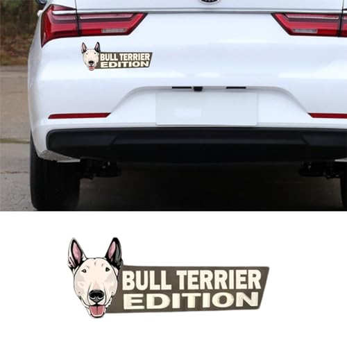 Image of Cute Dog Car Badge Laser Cutting Car Emblem,Funy 3D Acrylic Dogs Badge Rated Car Emblem Automotive Badge Decals and Stickers for Car, Truck, Rv, Boat Exterior Decoration (Bull Terrier)