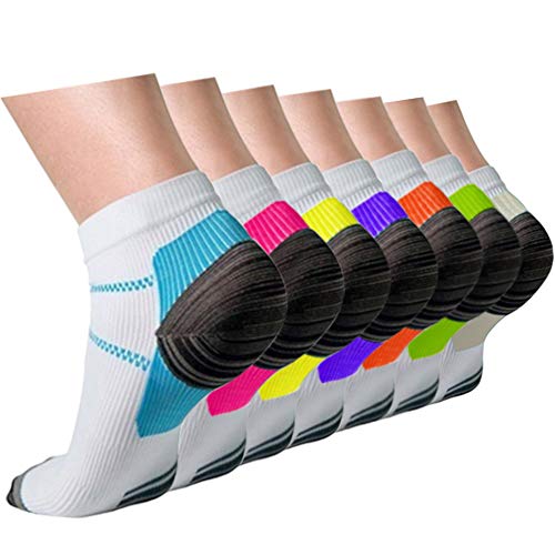 Compression Socks Plantar Fasciitis for Women & Men Circulation 7 Pack 15-20 mmHg is Best for Athletic Running Cycling?L/XL)