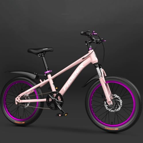 WGM子供用自転車 18/20/22イン 自転車 スポーツバイク シングルスピード 変速なし マウンテンバイク クロスバイク スポーツバイク 中学生 高校生 学生 通勤 通学 ジュニア用 小学生 (22インチ,シングルスピード/スポークホイール/ピンク)