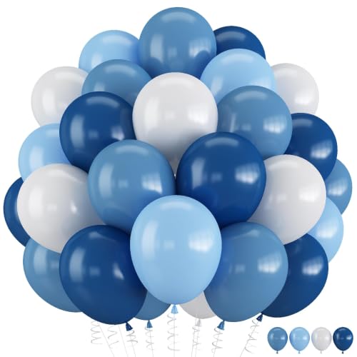 Dark Blue White Balloon 12 Inch Different Shades Blue and White Balloon for Birthday Baby Shower Bridal Baptism Wedding Graduation Party Decorations