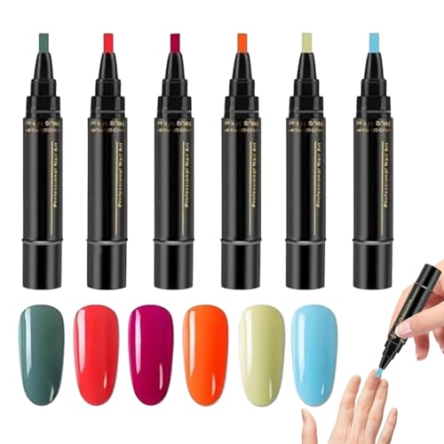 Stylo Vernis À Ongles - 6 Couleurs Ensemble De Stylos À Ongles | Kit De Vernis À Onglerie Gel | Ensemble De Stylos Pour Laque À Onglerie Gel En Une Étape...