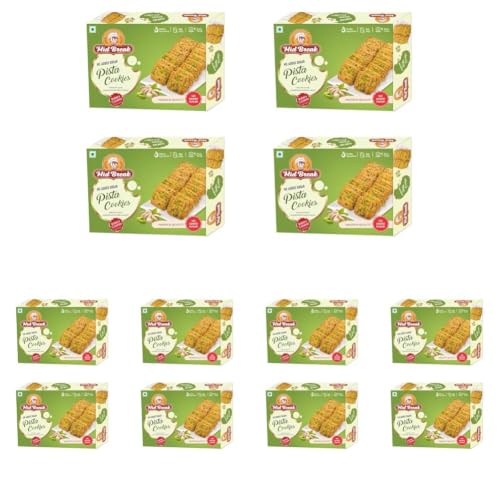 Image of Midbreak No Added Sugar Pista Delight Biscuits 300g (Pack of 12) | Rich Pistachio Cookies | Low Glycemic, High Fiber | Wholesome Healthy Snacking