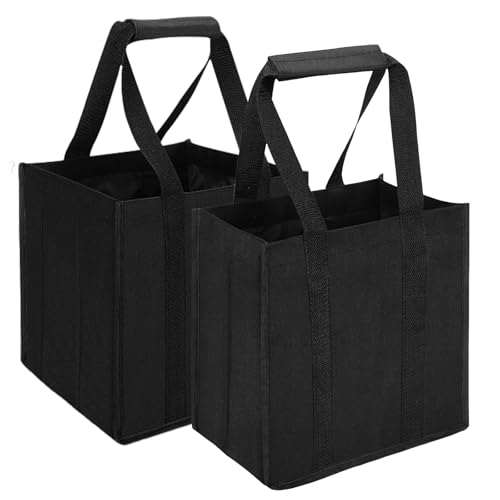 WDAFLG 2 Pièces Sacs pour Bouteilles, 6+9 sac Bouteille Vin Compartimenté, porte Bouteille Pliable et Réutilisable pour Boissons, Bière, Vin (27x18x27cm, 27x27x27cm)