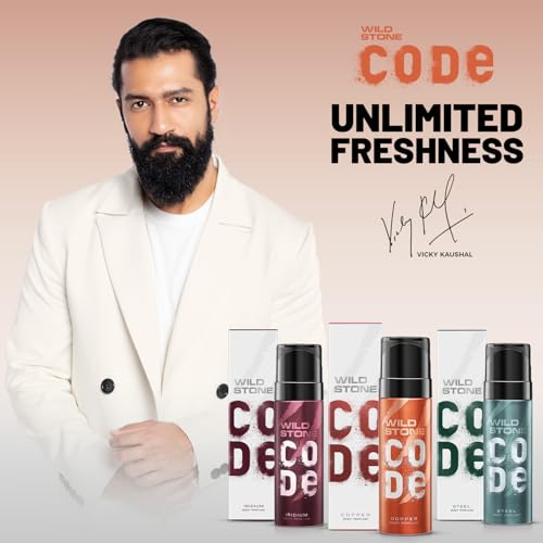 Image of Wild Stone Code Copper, Iridium & Steel No Gas Body Perfume Combo for Men, Pack of 3 (120 ml each)
