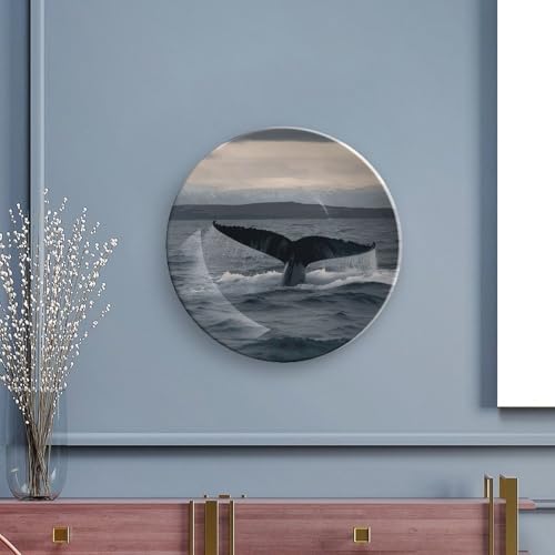 Plato decorativo Humpback Whale Tail Bone China 7 pulgadas miniatura 5