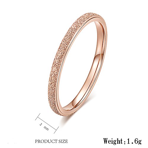 Fashion Month Womens 2mm Stainless Steel Rose Gold Sand Blast Finish Wedding Band Engagement Domed Thin Edge Ring2