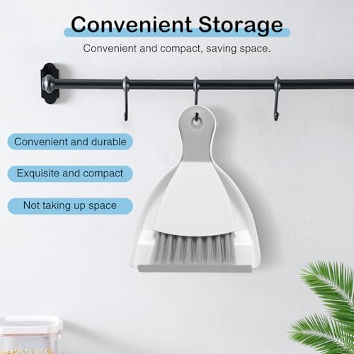 NACENA Mini-Kehrschaufel und Besen, Set mit kleinem Besen und Kehrschaufel, Kehrschaufel und Mini-Handbesen, Kombi kompakt für Zuhause, Tisch, Tastaturen, Sofa, Küche, Haustiere, Weiß und Grau – Bild 6