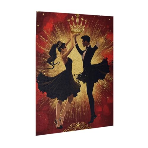 Puzzle de Madera Elegant Ballroom Dancer Duo de 500 piezas para Adultos, Arte con Corona Regal y Purpurina, Ideal para Decoración y Entusiastas de la Danza miniatura 3
