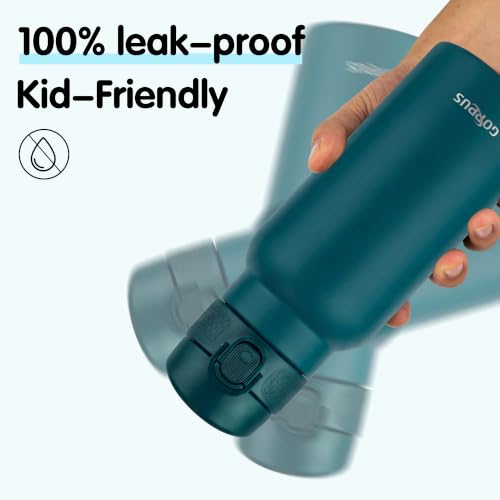 Image of GOPPUS 17oz Insulated Water Bottle with Leak-Proof Flip Lid & Carry Handle,Double-Wall Stainless Steel Bottle for School,Outdoor,and the Gym(Blue)