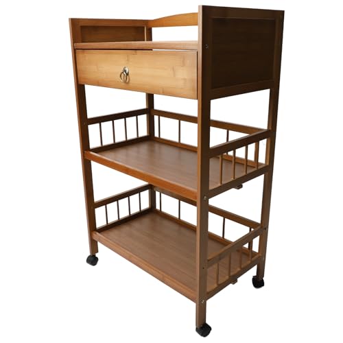 Brrnoo Carro de Servicio Móvil, Mesa Auxiliar Rodante con Ruedas, Organizador de Almacenamiento Multiusos, Aparador para Uso Doméstico, Elegante Diseño de Estilo Chino