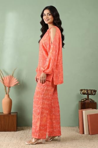 Image of Leriya Fashion Kurta Sets for Woman | Co ord Set for Women Stylish | Kurti Set for Woman | Short Kurti for Women | Kurtis | Ethnic Floral Straight Printed Kurta Set's with Palazzo Pants