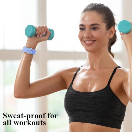 Image of 4 Pack Braided Stretchy Band Compatible with Apple Watch Bands Women Men | 40 /41 /38 /42 /44 /45 /46 /49mm Breathable Nylon Elastic Daily Use Straps for iWatch Series 11 /10 9 8 7 6 5 4 3 SE /Ultra 2