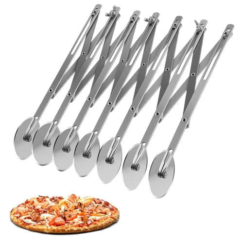 Eulihent Coupe-Pâte à 7 Roues Pizza Cutter, Coupe-Pizza Ajustable, Trancheuse Patisserie Extensible,Roue de Coupe-pâte en Acier Inoxydable pour Art...