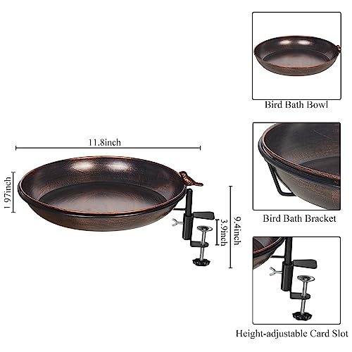 Bain d'oiseaux avec pince réglable en acier robuste pour balcon - 6