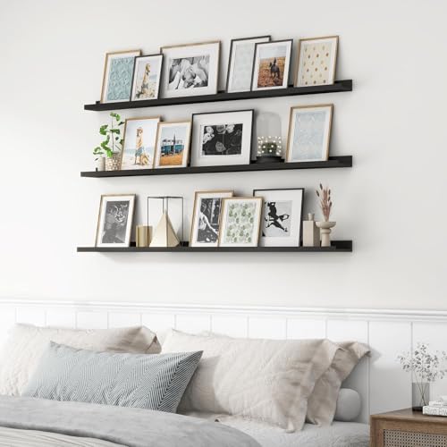 Image of Genuine Decor 56 Inch Black Floating Shelf for Wall, Long Wall Shelf