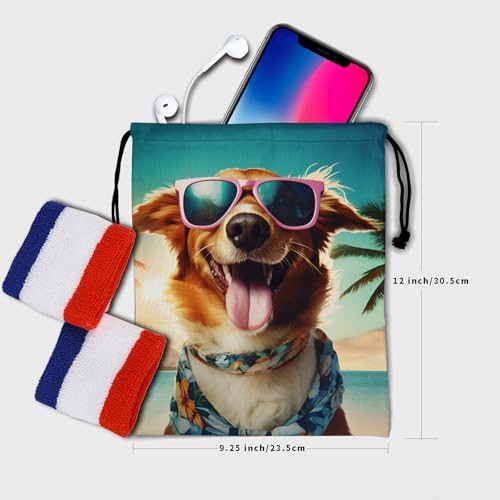 Image of Nerxy Golden Retriever Dog Gymnastics Grip Bag - Summer Puppy Grips Bags Dog Pet Drawstring Gym Bag for Gymnasts Beach Athlete Gym Pouch Bags