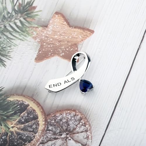 CENWA END ALS Awareness Blue Ribbon Brooch Pin Blue Awareness Ribbon Survivor Gift4