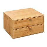 Coloris : Marron Paris Prix FIVE Simply Smart - Boîte Déco 2 Tiroirs Bambou 25cm Naturel